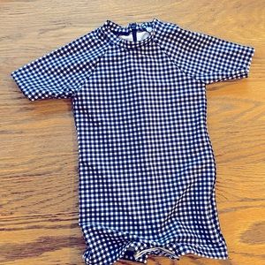 Minnow unisex navy gingham rashguard one piece